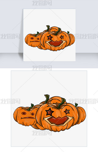 手绘南瓜灯灯具插画