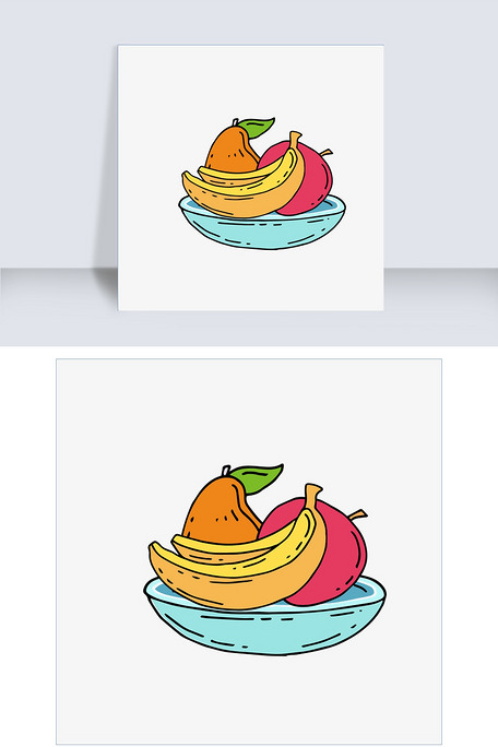 手绘卡通水彩水果盘