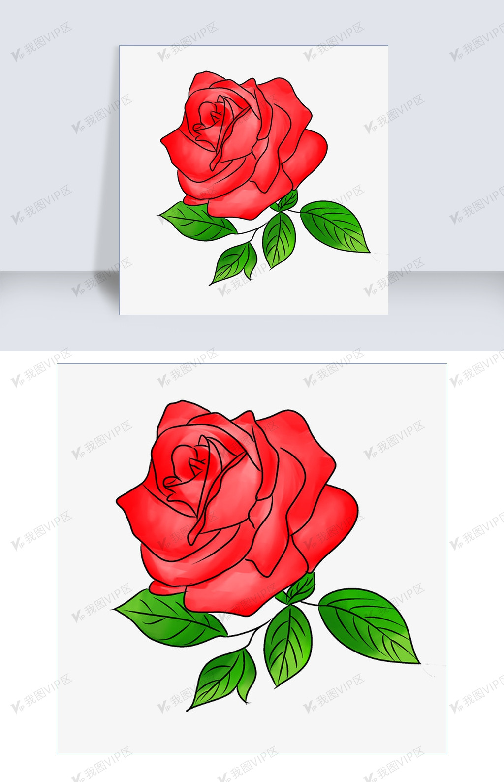 红色一支玫瑰花插画图片素材(psb格式)免费下载_动漫人物大全-我图网