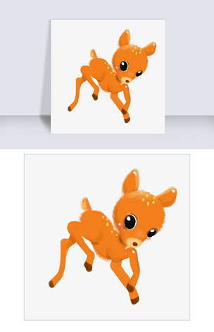 梅花小鹿手绘插画