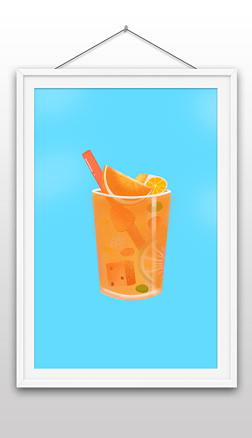 汇源果汁图片插画|小清新鲜榨果汁橙子柠檬西瓜水果茶