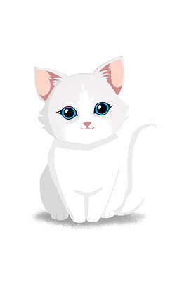 动物猫咪白色布偶蓝眼睛粉鼻子可爱手绘卡通