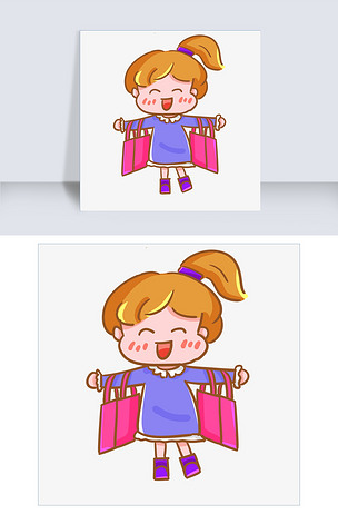 双十一天猫淘宝手绘卡通女孩买买买购