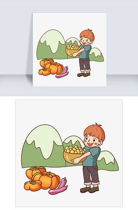 五谷丰登大丰收卡通男孩