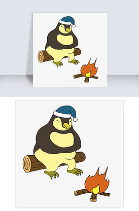 冬天来了烤火的企鹅