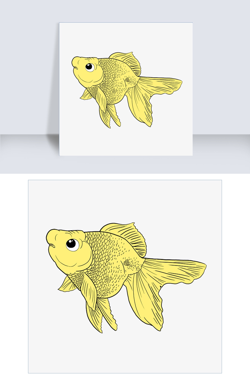 美丽水生动物黄色金鱼寓意吉祥花房