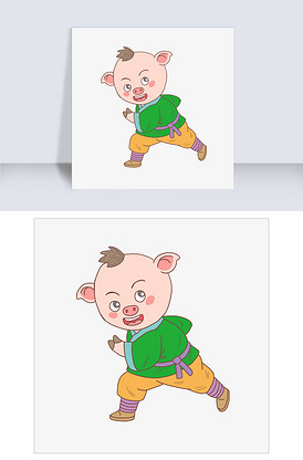 猪年卡通手绘伸腿功夫猪