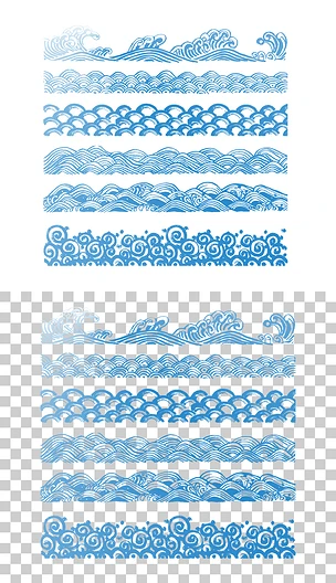 中国风中式海水纹波浪花纹山纹底纹装饰素材