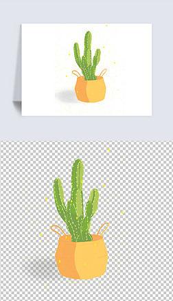 免扣手绘仙人掌插画盆栽元素