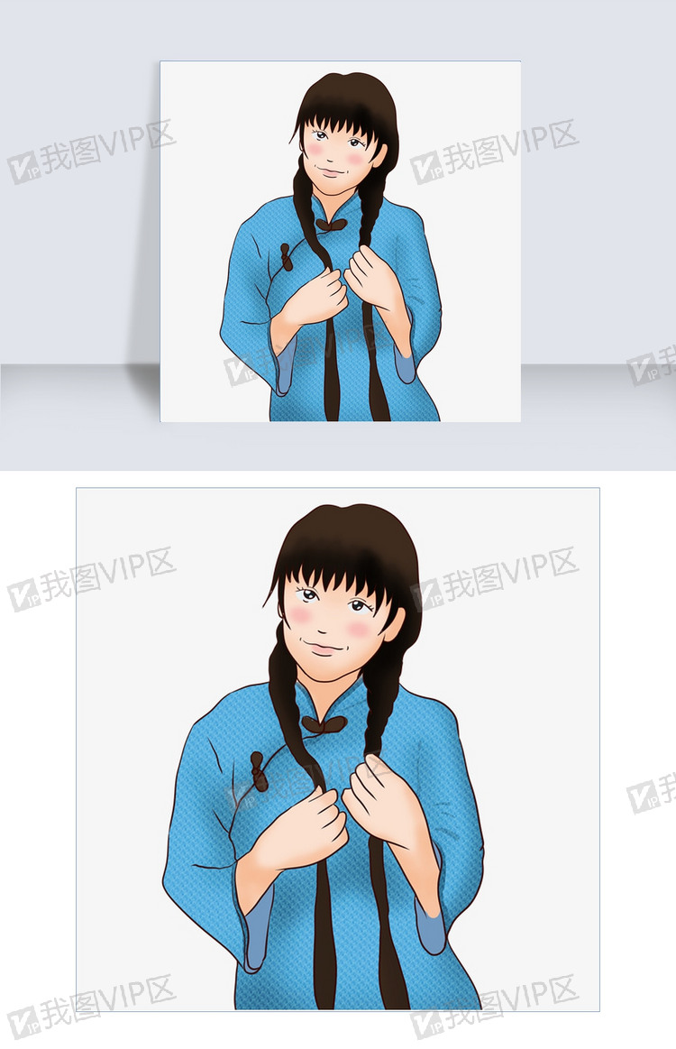 民国风少女卡通插画图片素材(psb格式)下载_动漫人物大全-我图网