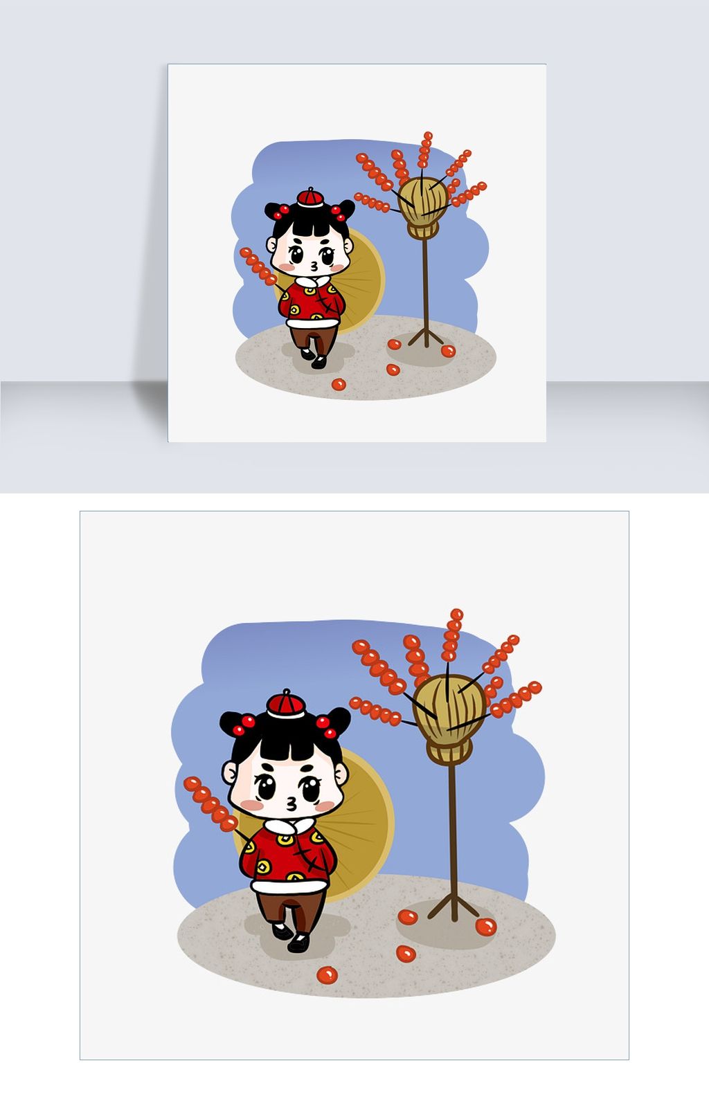 福娃糖葫芦手绘卡通人物png素材