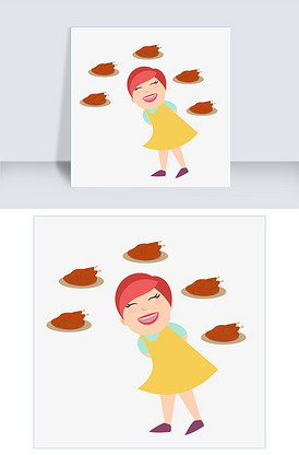 火鸡大餐想象香味卡通