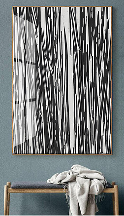 现代简约创意抽象黑白线条艺术纹理玄关装饰