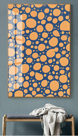 草间弥生现代创意抽象黑白圆圈手绘玄关装饰