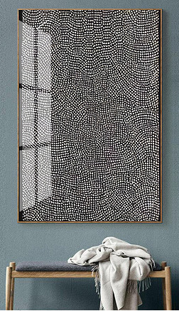 草间弥生现代创意抽象黑白圆圈手绘玄关挂画