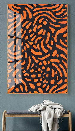 草间弥生现代创意抽象黑白圆圈手绘玄关挂画