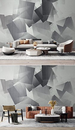 现代简约几何图形立体客厅电视背景墙壁画