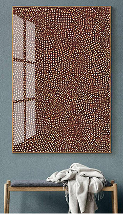 草间弥生现代创意抽象黑白圆圈手绘玄关挂画