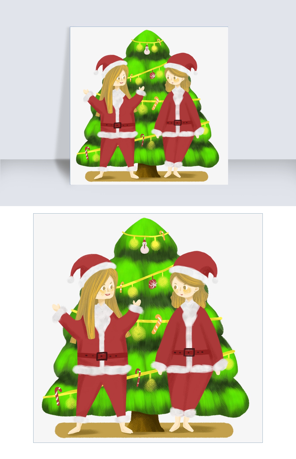 圣诞节手绘布置圣诞树手绘免抠图