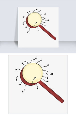 手绘拨浪鼓插画素材