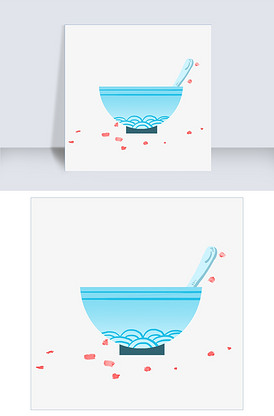 手绘腊八节青花瓷碗腊八粥插画