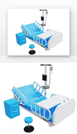 医疗设备输液病号床3D医疗机器元素