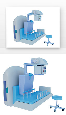 医疗扫描机器蓝白色3D元素