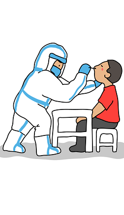 手绘核酸检测鼻拭子疫情防控卡通插画
