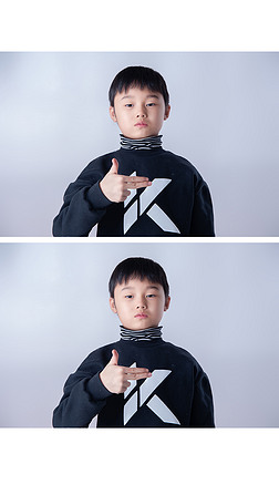 聋哑儿童英文字母sh手语展示图摄影图