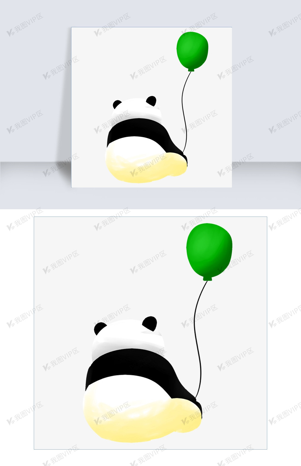 可爱大熊猫背面插画