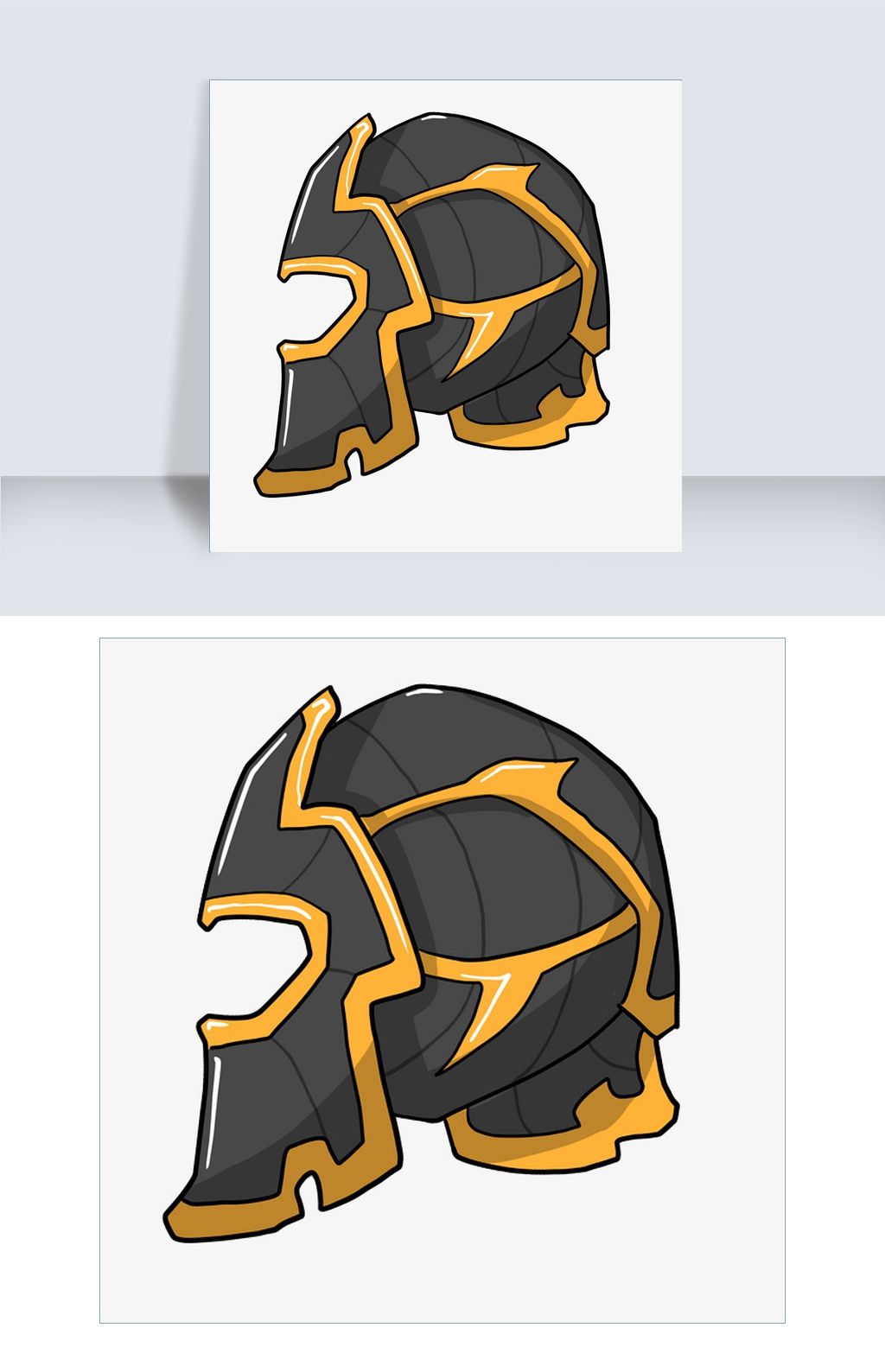 手绘黑色的头盔插画