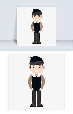 卡通冬季帅气男生人物素材