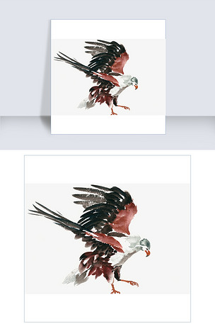雄鹰展翅水彩画png免抠素材
