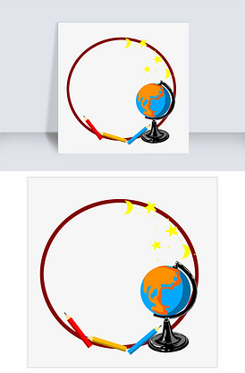 圆形地球边框插画