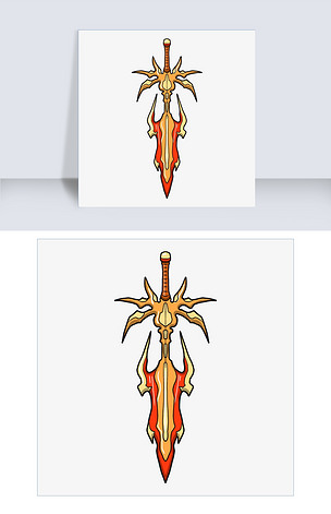 手绘古代神剑插画