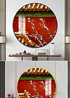 红墙雪景新中式插画客厅门厅装饰画