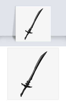 黑色的长刀古典插画