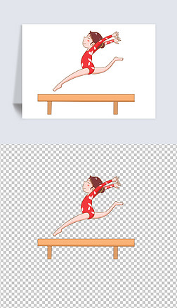 卡通厨艺比赛免抠元素|走平衡木手绘卡通元素