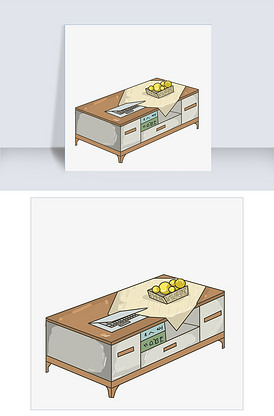 手绘茶几家具插画