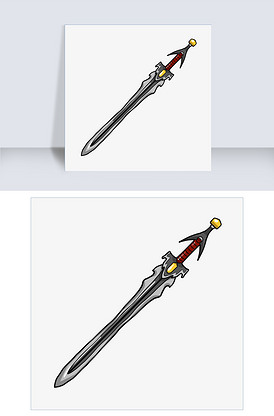 手绘黑色宝剑插画