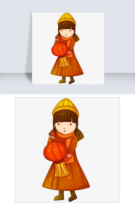 新年手拿灯笼的小女孩