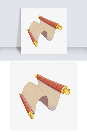 手绘简约卷轴卡通插画