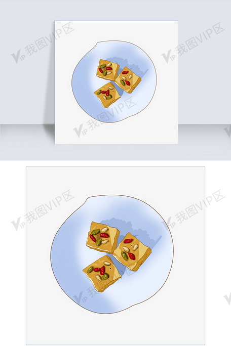 手绘美食酿豆腐插画