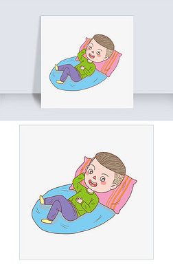 简笔画人物睡觉免抠元素|卡通手绘人物躺着男孩