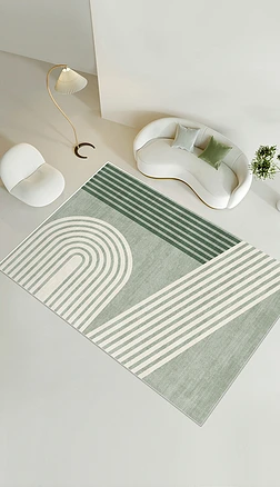 现代绿色简约几何艺术地毯地垫图案设计