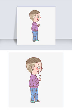 卡通手绘人物赞成手势男孩
