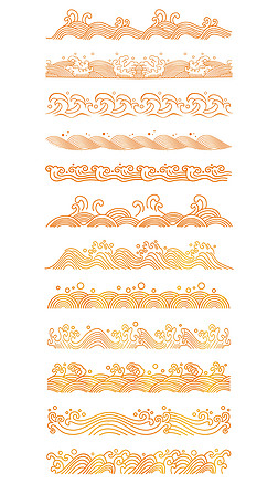 海浪花纹浪花图案传统装饰素材元素矢量图片