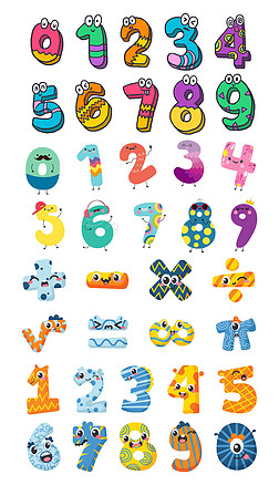幼儿园卡通阿拉伯数字艺术字设计素材图片