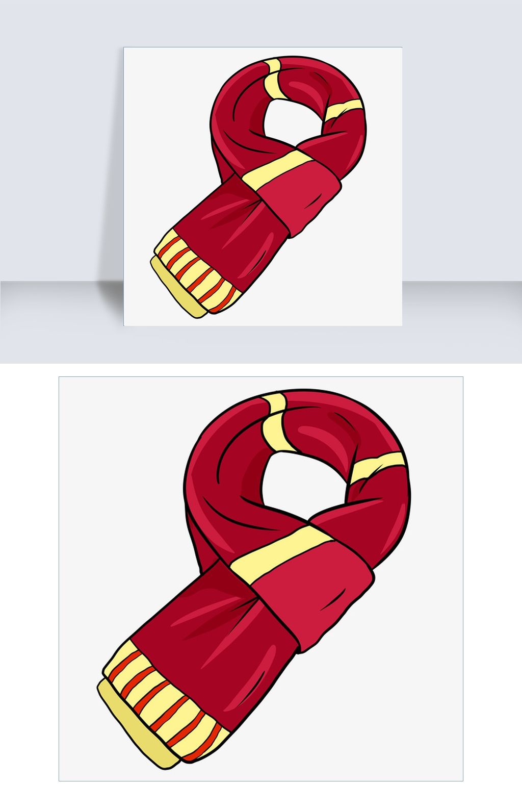 手绘红色围巾插画