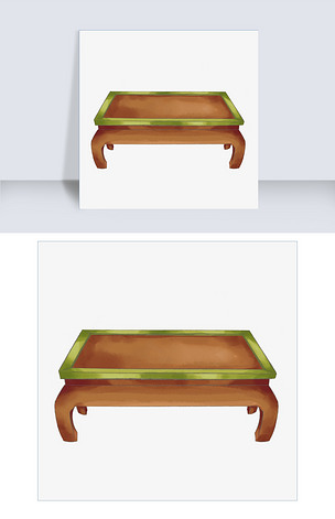 黄色的茶几手绘插画